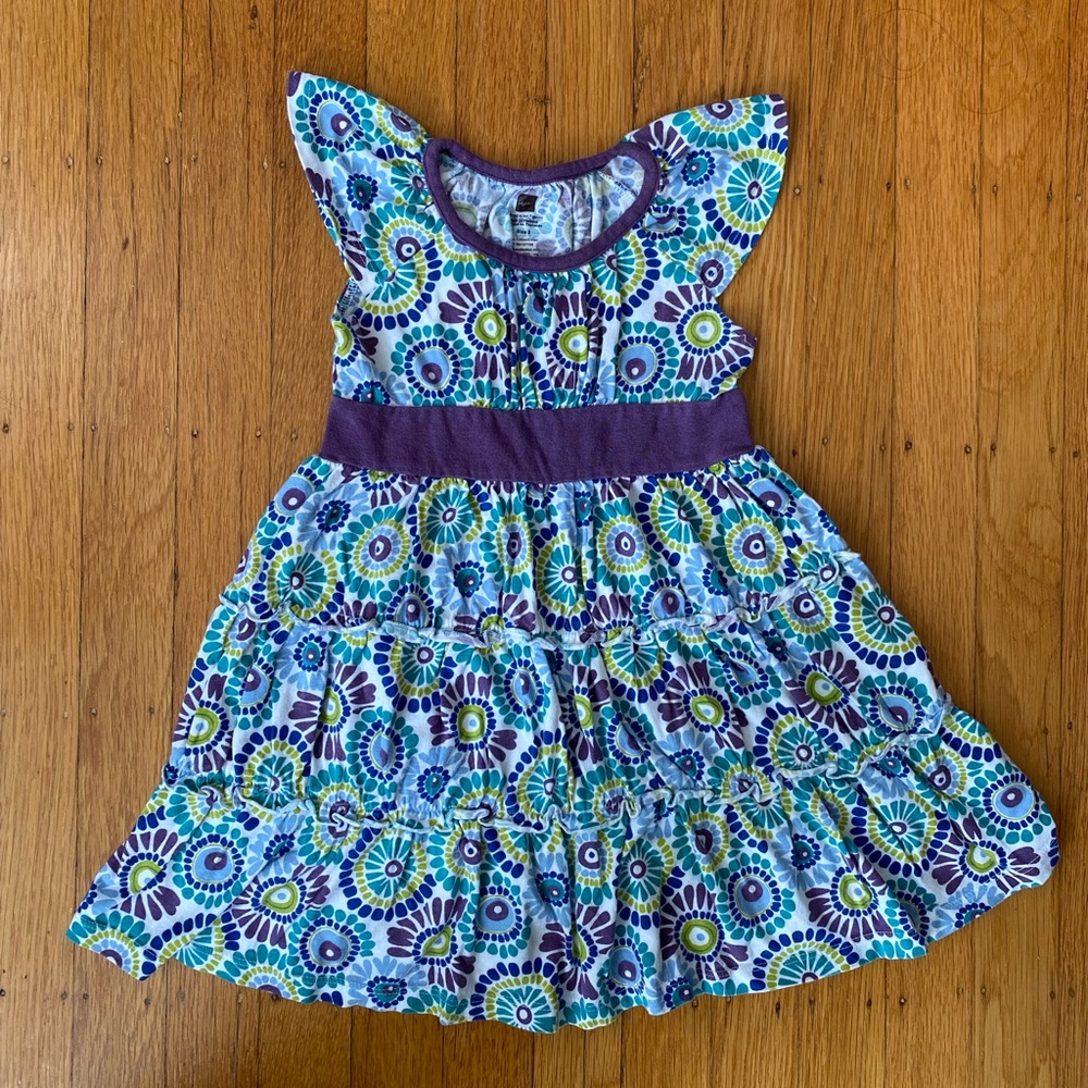 Tea Collection Toddler Girls Floral Dress with Purple Accents
